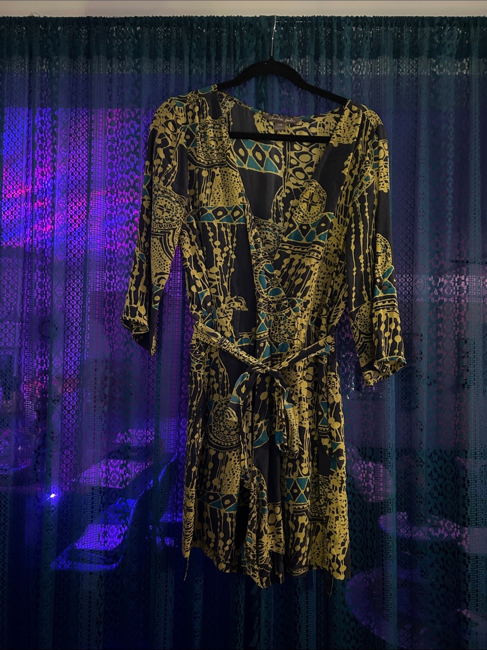 charlie jade Black and Mustard Patterned Wrap Romper